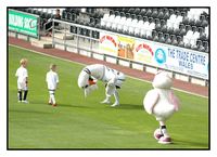 La mascotte dello Swansea prende in giro i tifosi avversari